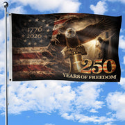 250 Years of Freedom House Flag 1776-2026 Patriotic Eagle Liberty Bell Christian Decor