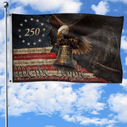 US 250th Anniversary Flag 3x5 ft We The People 1776-2026 Liberty Bell Patriotic Decor - Rust Field Wear