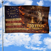 Patriotic House Flag 250 Years of Freedom Eagle Liberty Bell Statue Outdoor Decor - Rust Field Wear