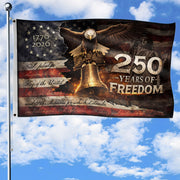 Patriotic Freedom House Flag 250 Years Eagle Liberty Bell Vintage American Outdoor - Rust Field Wear