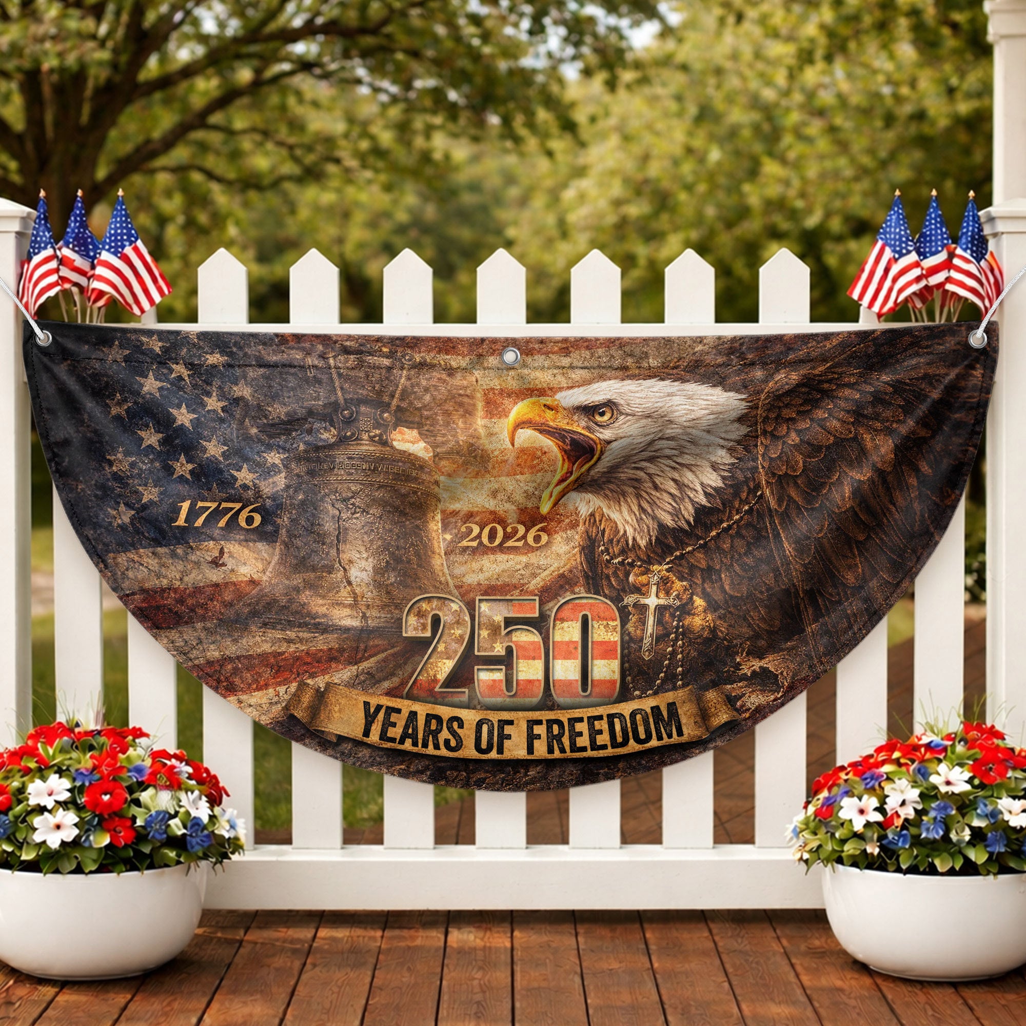 Fence Flag 250th Anniversary USA Flag 1776 2026 Patriotic Eagle American 250 Year Celebration Flag