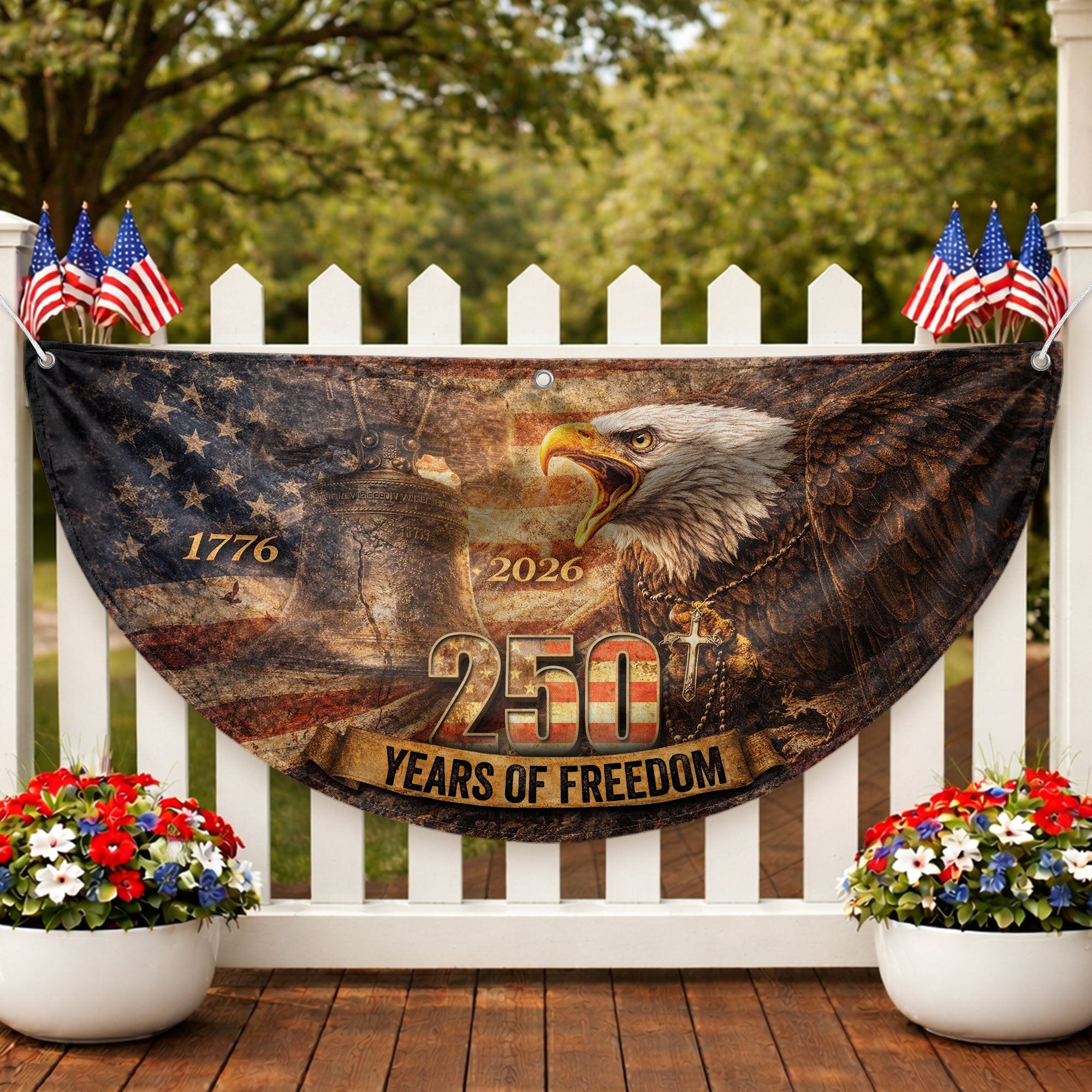 Fence Flag 250th Anniversary USA Flag 1776 2026 Patriotic Eagle American 250 Year Celebration Flag