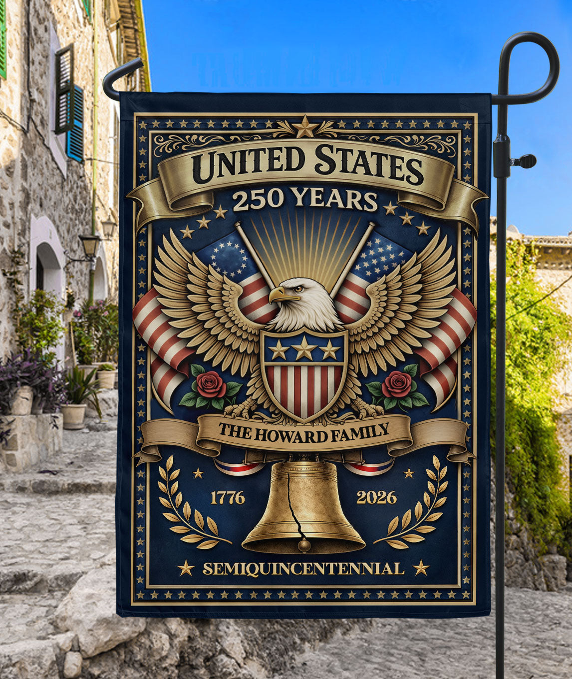 United States 250 Years Eagle Garden Flag Custom Family Name Patriotic Outdoor Decor