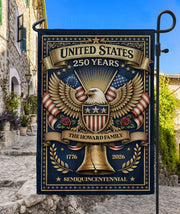 United States 250 Years Eagle Garden Flag Custom Family Name Patriotic Outdoor Decor