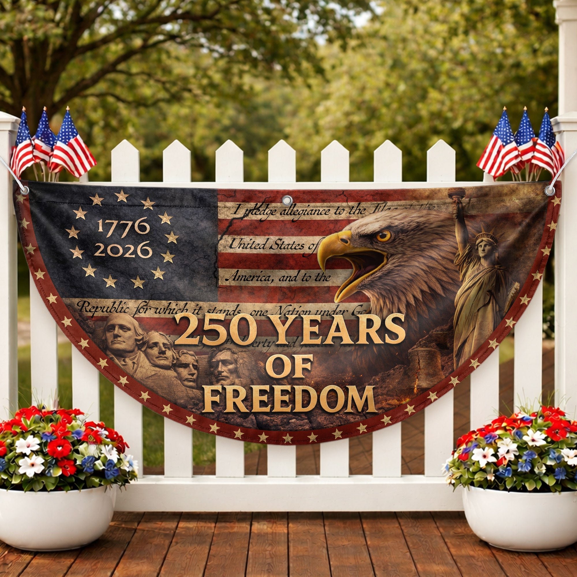 Fence Flag 250th Anniversary USA Flag 1776-2026 American Freedom Banner Decor
