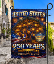 Custom Family Name Garden Flag Liberty Tree 250 Years of Freedom 1776-2026 Yard Decor