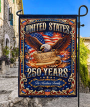 Custom Family Name 250th Anniversary Garden Flag – USA Eagle & 'We the People' 1776-2026