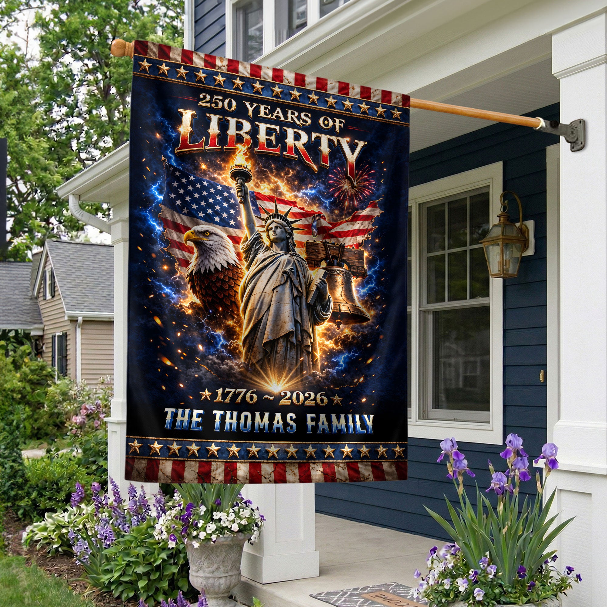 Personalized 250 Years USA Garden Flag – Patriotic Liberty & Eagle Design (1776–2026)