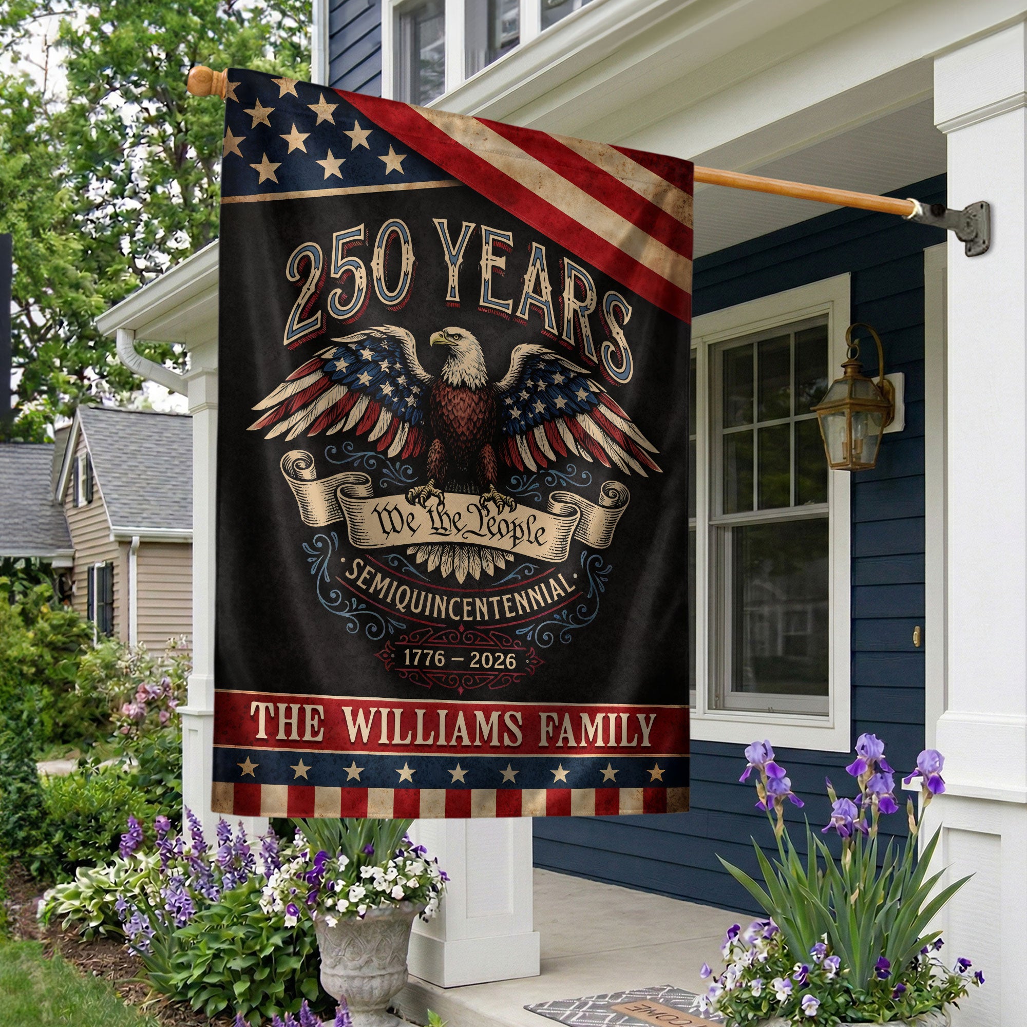Personalized USA Heritage Garden Flag – 250-Year Tribute Featuring Eagle & “We The People” (1776–2026)