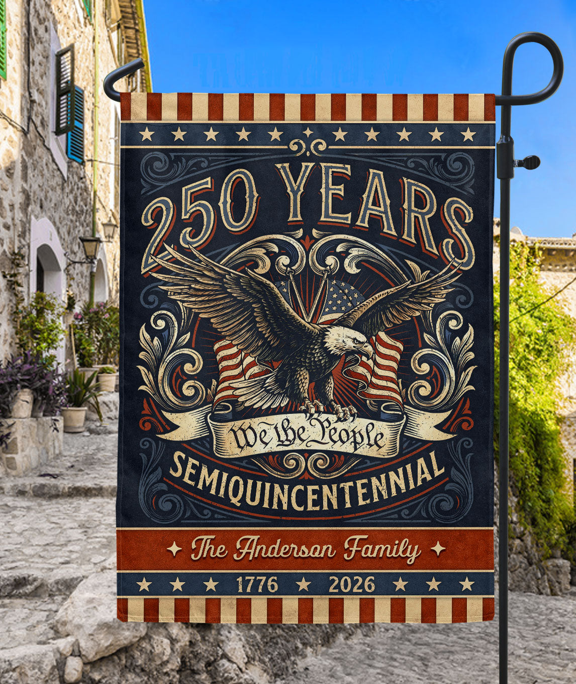 Personalized American Milestone Garden Flag – 250 Years Celebration with Eagle & “We the People” Design (1776–2026)