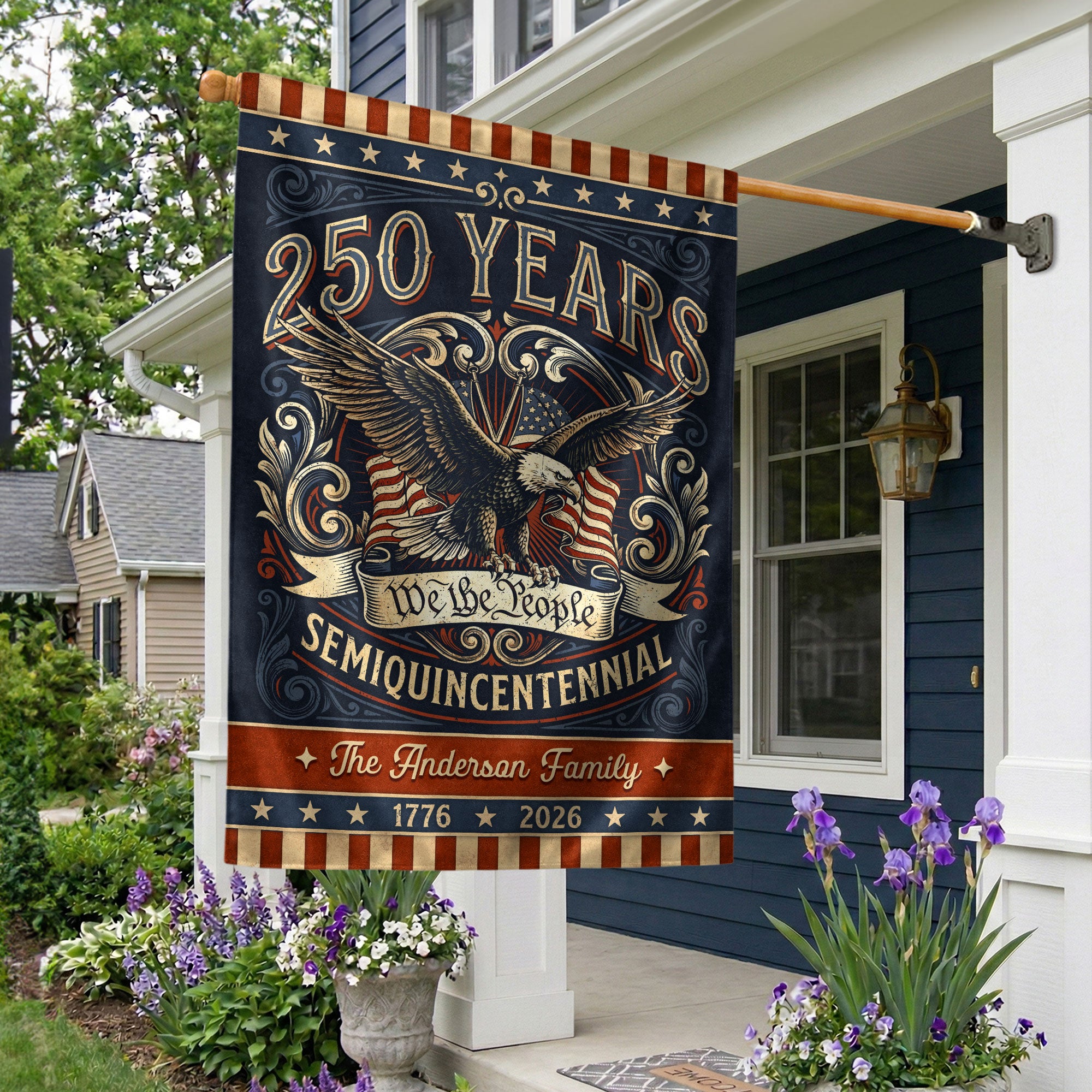 Personalized American Milestone Garden Flag – 250 Years Celebration with Eagle & “We the People” Design (1776–2026)