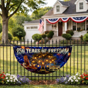 USA 250 Years Fence Banner 1776-2026 Patriotic Liberty Tree Eagle Banner