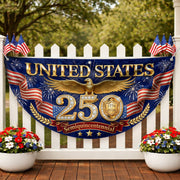 USA 250 Years Fence Flag 1776-2026 Patriotic Golden Eagle Outdoor Garden Decoration