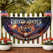 America 250 Years of Freedom Fence - Patriotic Eagle & Founding Fathers for 2026 - Rust Field Wear