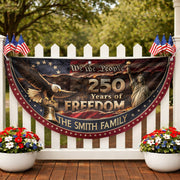 Liberty Bell & Statue of Liberty Fence Flag Custom Name 250 Years Freedom 1776-2026
