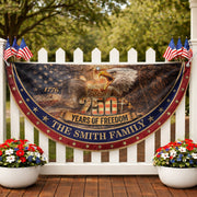 Patriotic Eagle Liberty Bell Fence Flag Custom Family Name 250 Years Freedom 1776-2026 Yard Decor