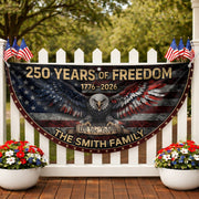 American Bald Eagle Fence Flag Custom Family Name 250 Years Freedom 1776-2026 Patriotic Yard Decor