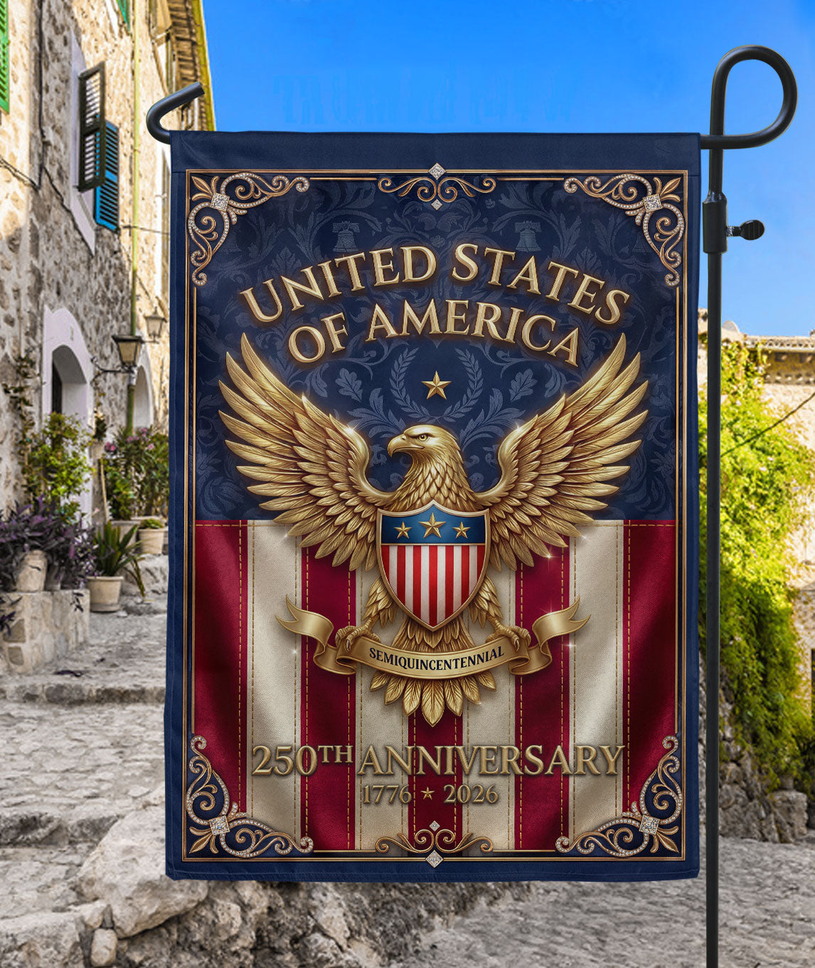 250th Anniversary House Flag USA Eagle Patriotic Banner 1776-2026 Outdoor Decor