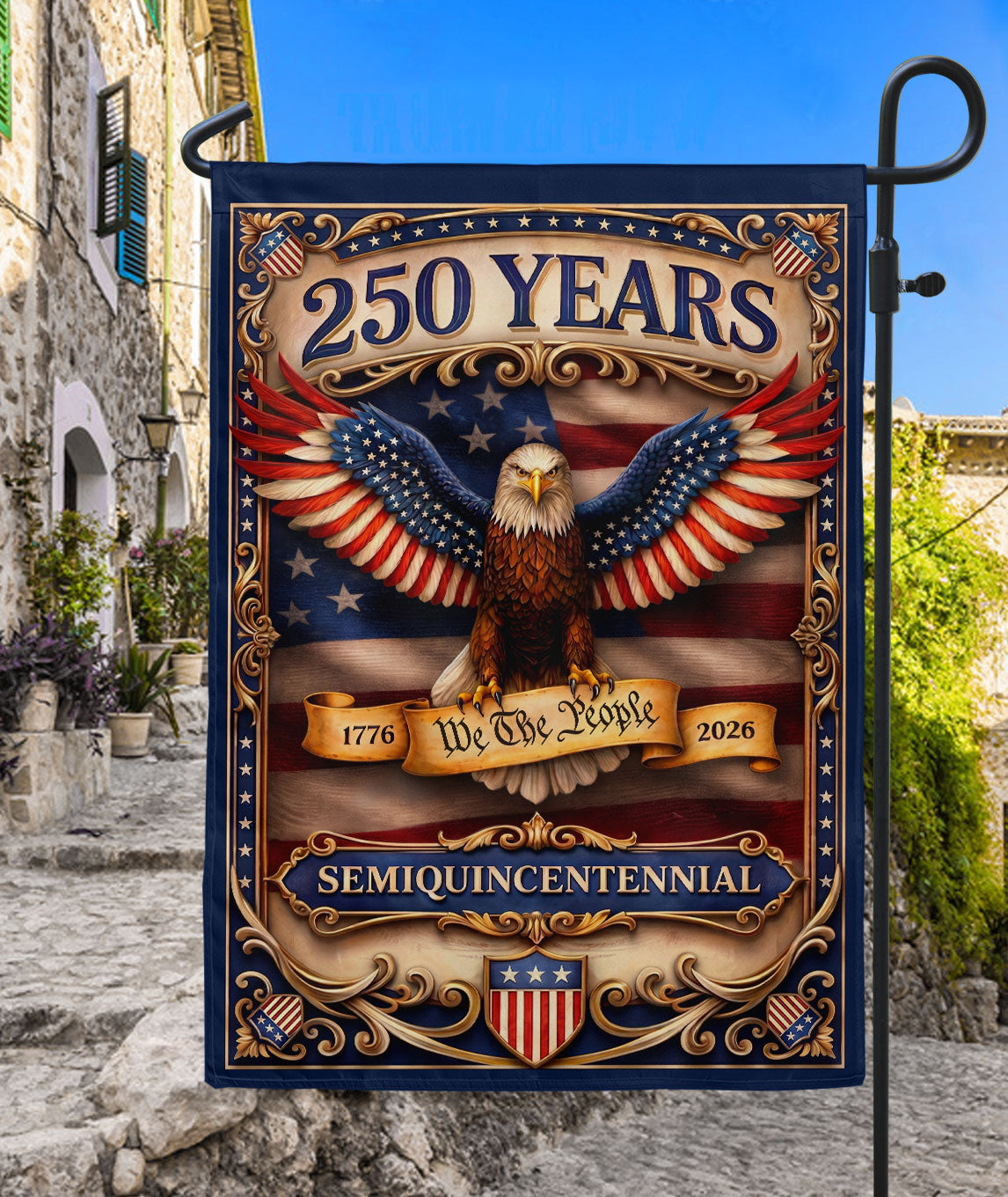 250 Years House Flag Patriotic Eagle We The People USA Banner 1776-2026 Outdoor Decor