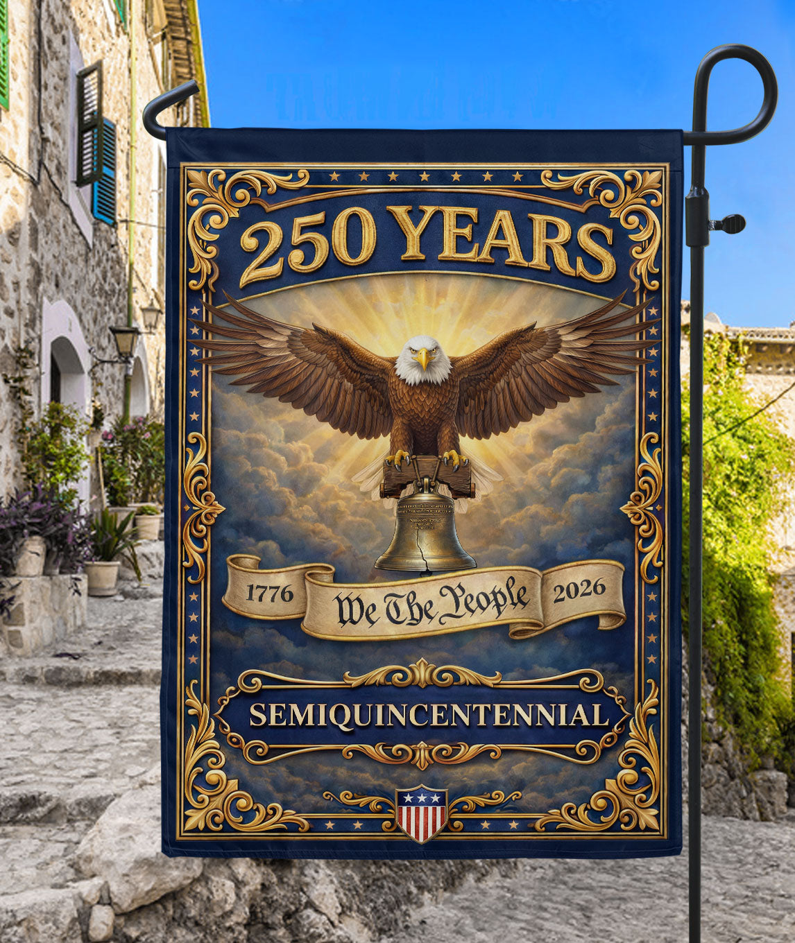 250th Anniversary Garden Flag USA Eagle Patriotic Banner We The People 1776-2026