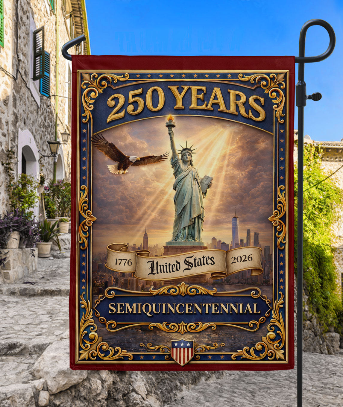 250th Anniversary United States House Flag - Liberty & Eagle Decorative Home Banner