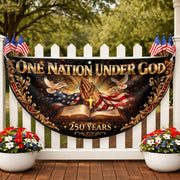 250 Years United States Fence Flag One Nation Under God 1776-2026 Patriotic Bible Banner