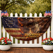 250 Years of Freedom Fence Flag 1776 to 2026 Patriotic Eagle Liberty Bell Statue Outdoor Yard Decor