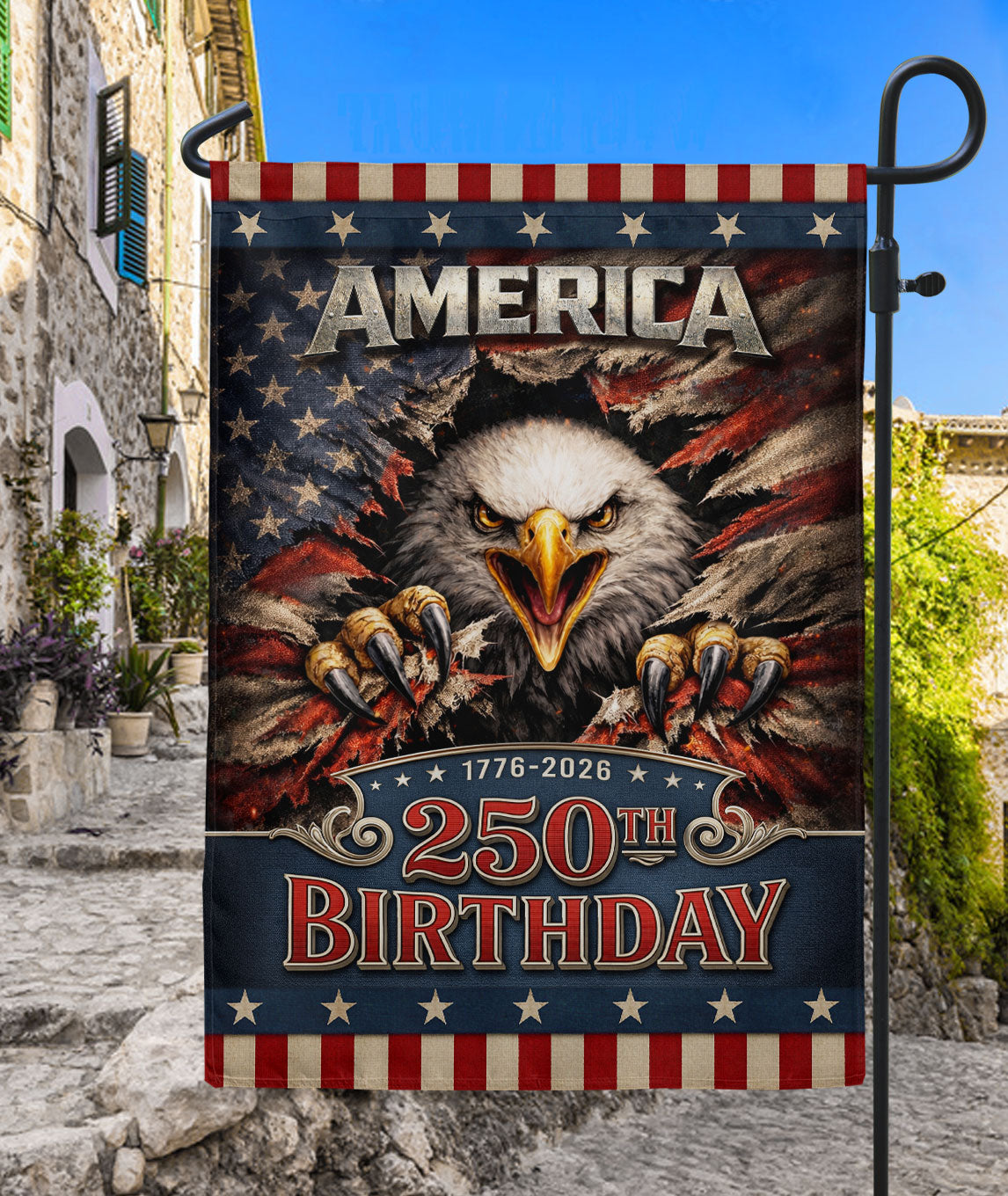 250th Birthday United States House Flag - Fierce Eagle Patriotic Banner Home Decor
