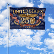 Gold Eagle Fireworks Patriotic American Luxury Banner Flag US 1776 2026 Anniversary 3x5ft