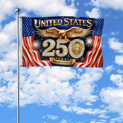 American Flag Stripes Gold Eagle Luxury Patriotic Banner US 1776 2026 Anniversary 3x5ft