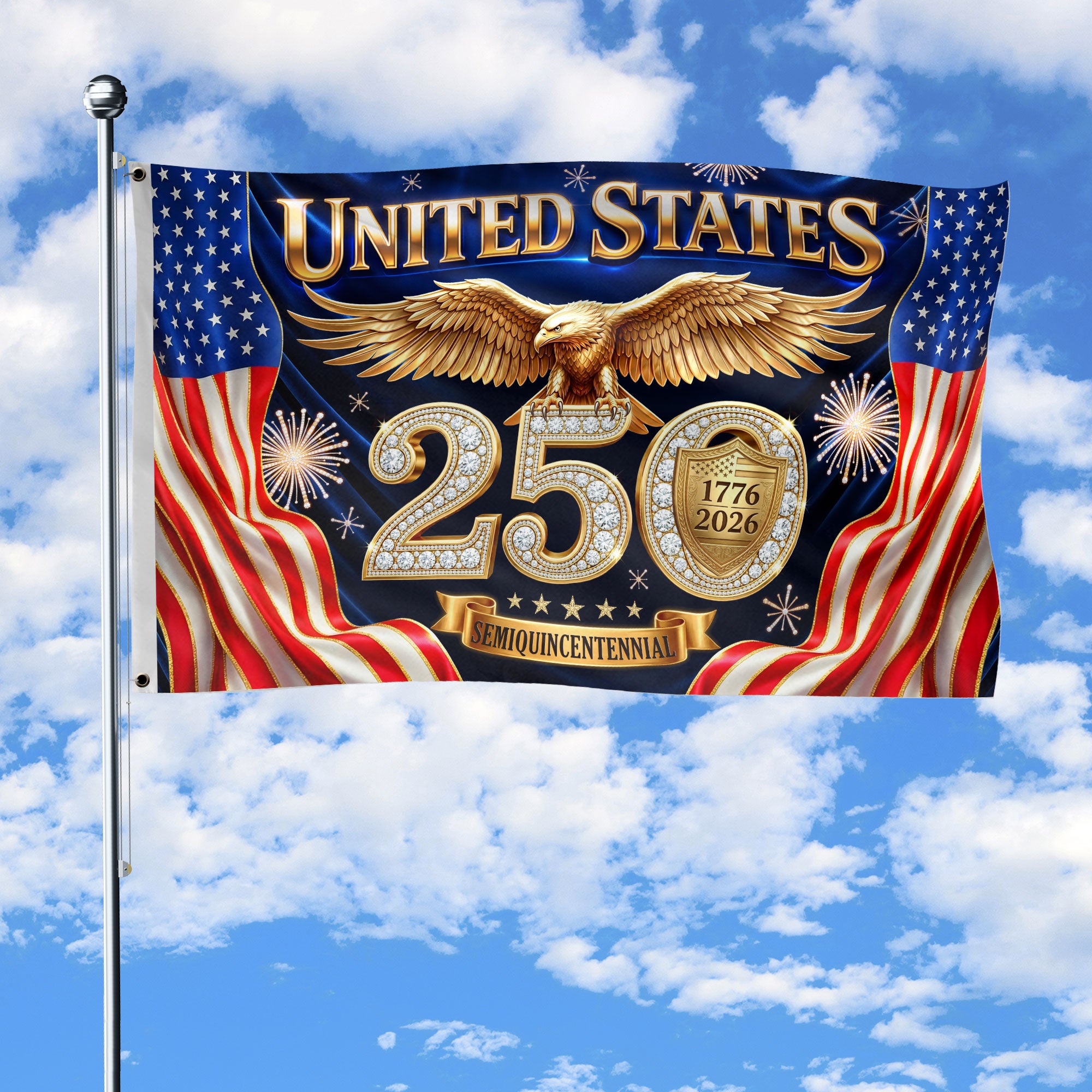 USA 250th Anniversary House Flag 1776–2026 Patriotic Eagle Outdoor Decor Banner