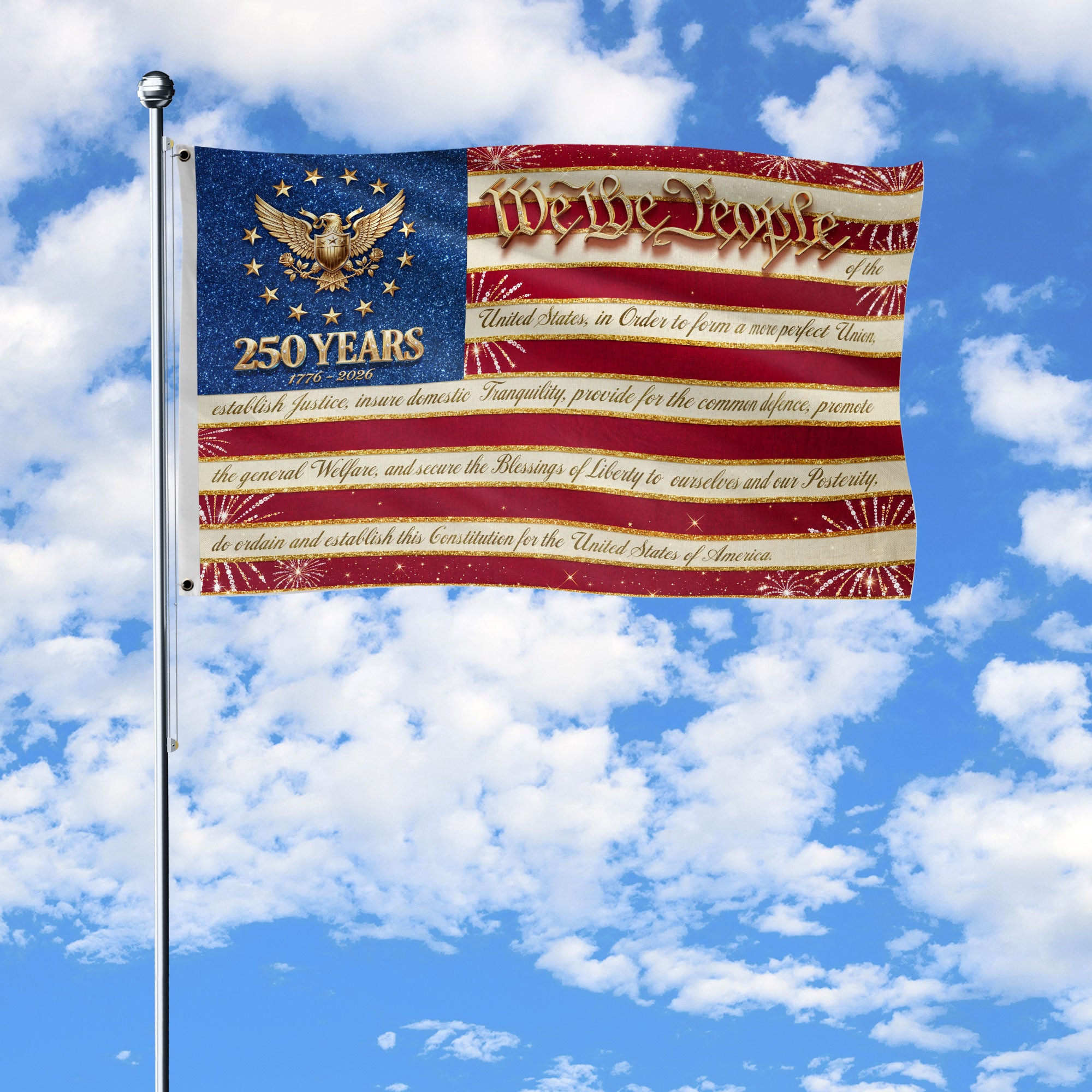 250 Years United States Flag - We The People Patriotic Home Banner 1776-2026