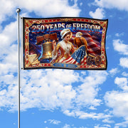 USA 250 Years of Freedom Flag - Betsy Ross & Liberty Bell Patriotic Banner 1776-2026