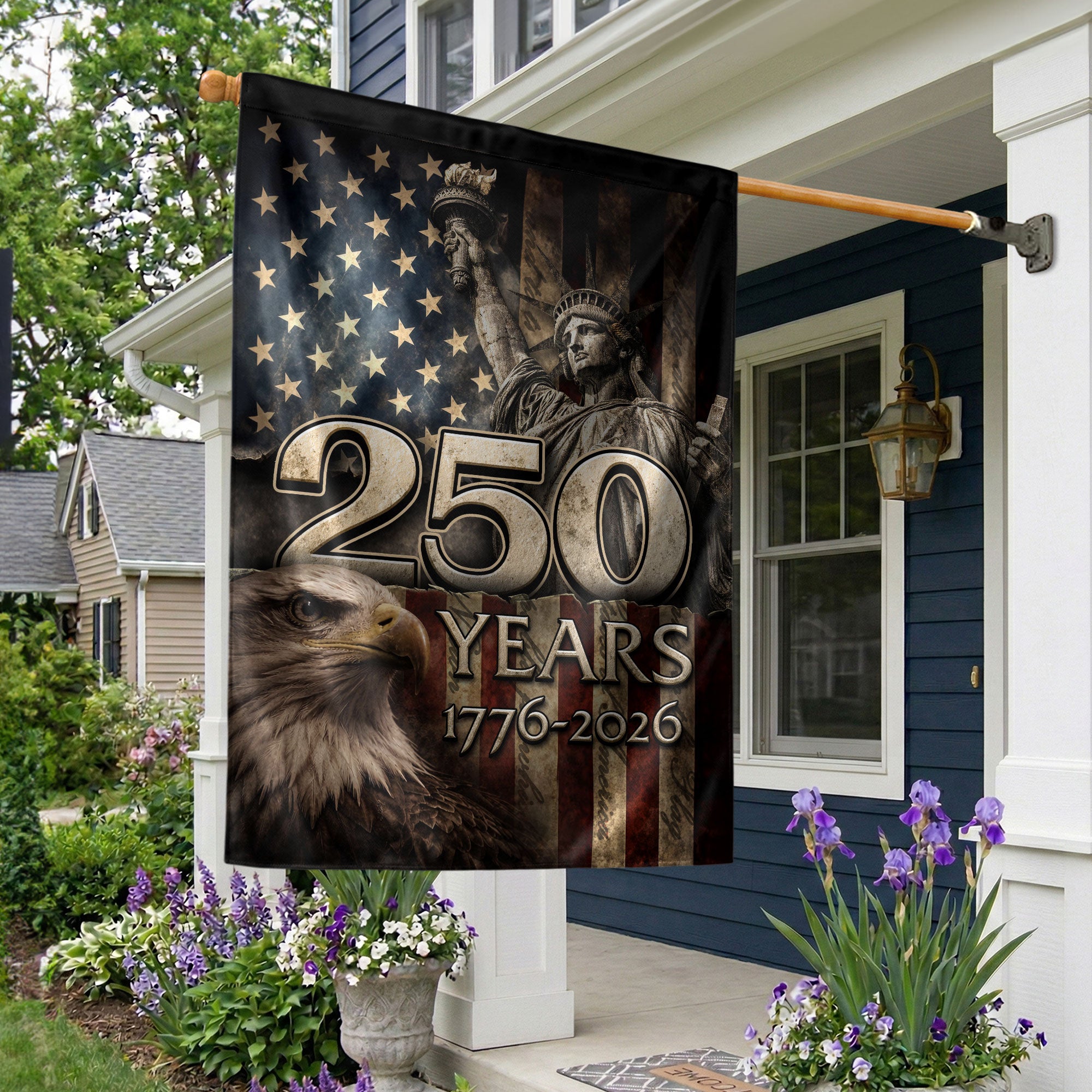 250 Years Anniversary Garden Flag 1776-2026 Patriotic Statue of Liberty Eagle Yard Decor