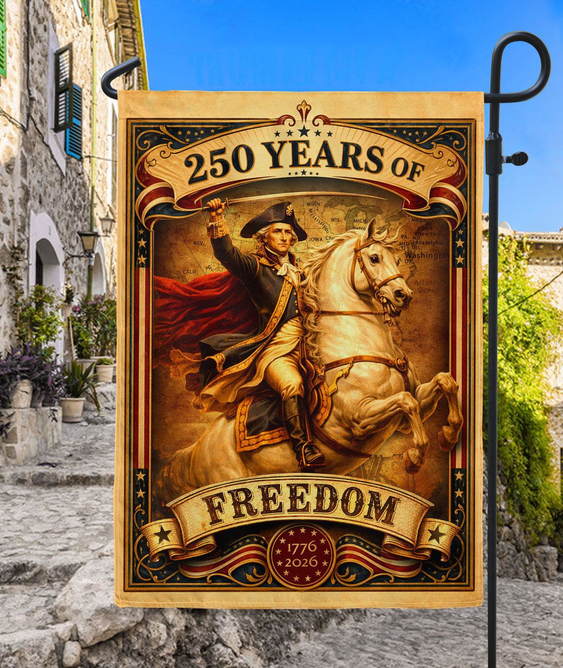 1776-2026 Anniversary Garden Flag 250 Years of Freedom George Washington Outdoor Decor