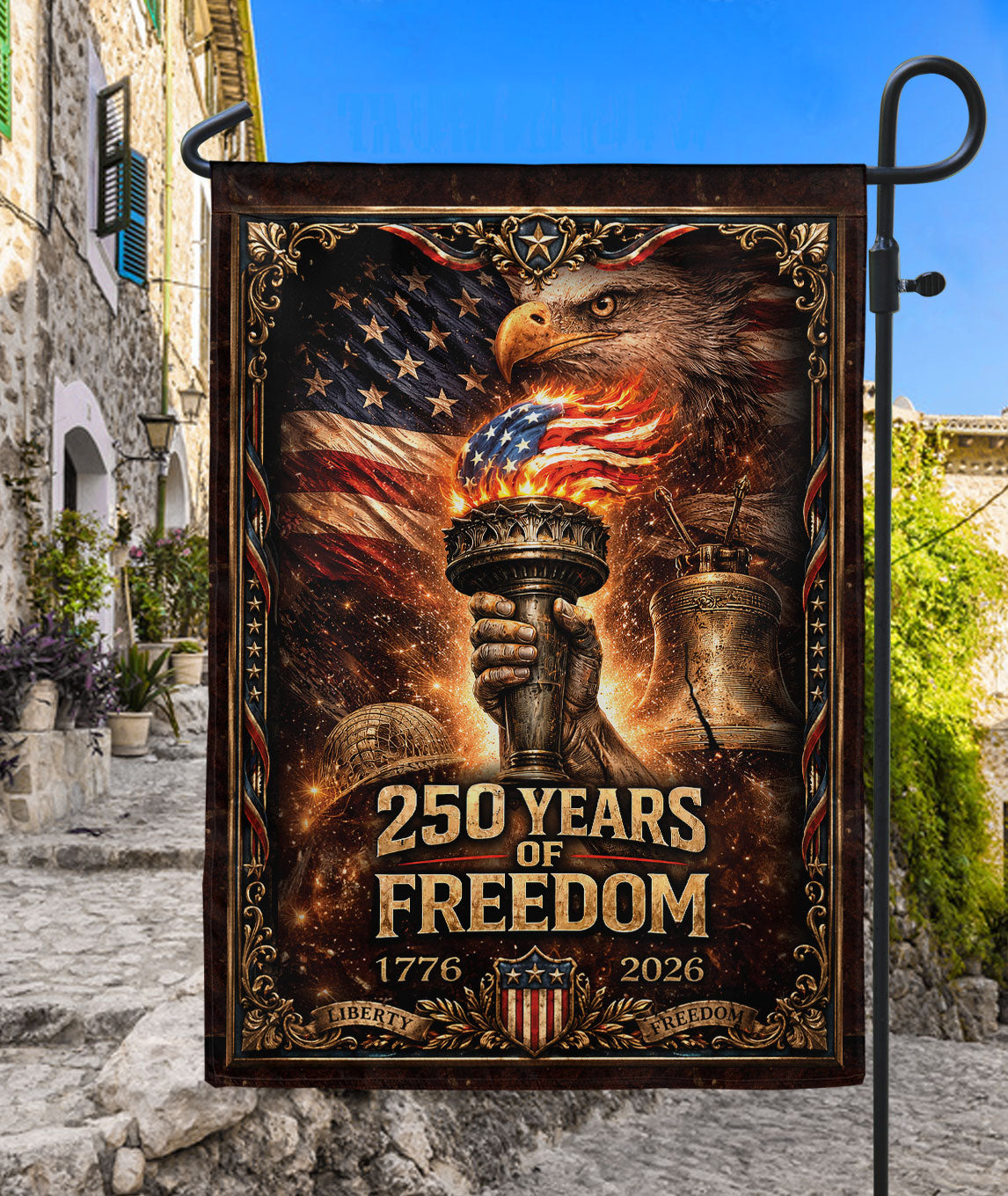 250th Anniversary United States House Flag - Liberty Torch Patriotic Home Decor Banner