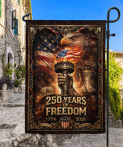 250 Years of Freedom Garden Flag - USA Torch & Eagle Patriotic Outdoor Decor 1776-2026