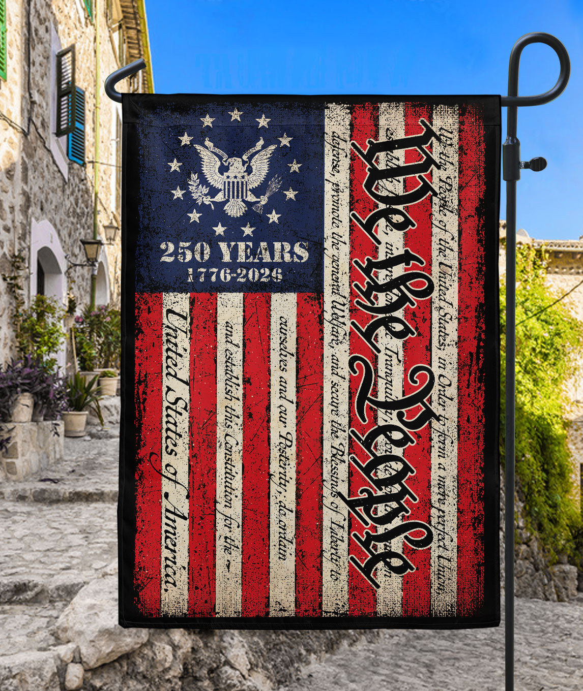 250th Anniversary United States House Flag - Constitution Script Patriotic Home Banner