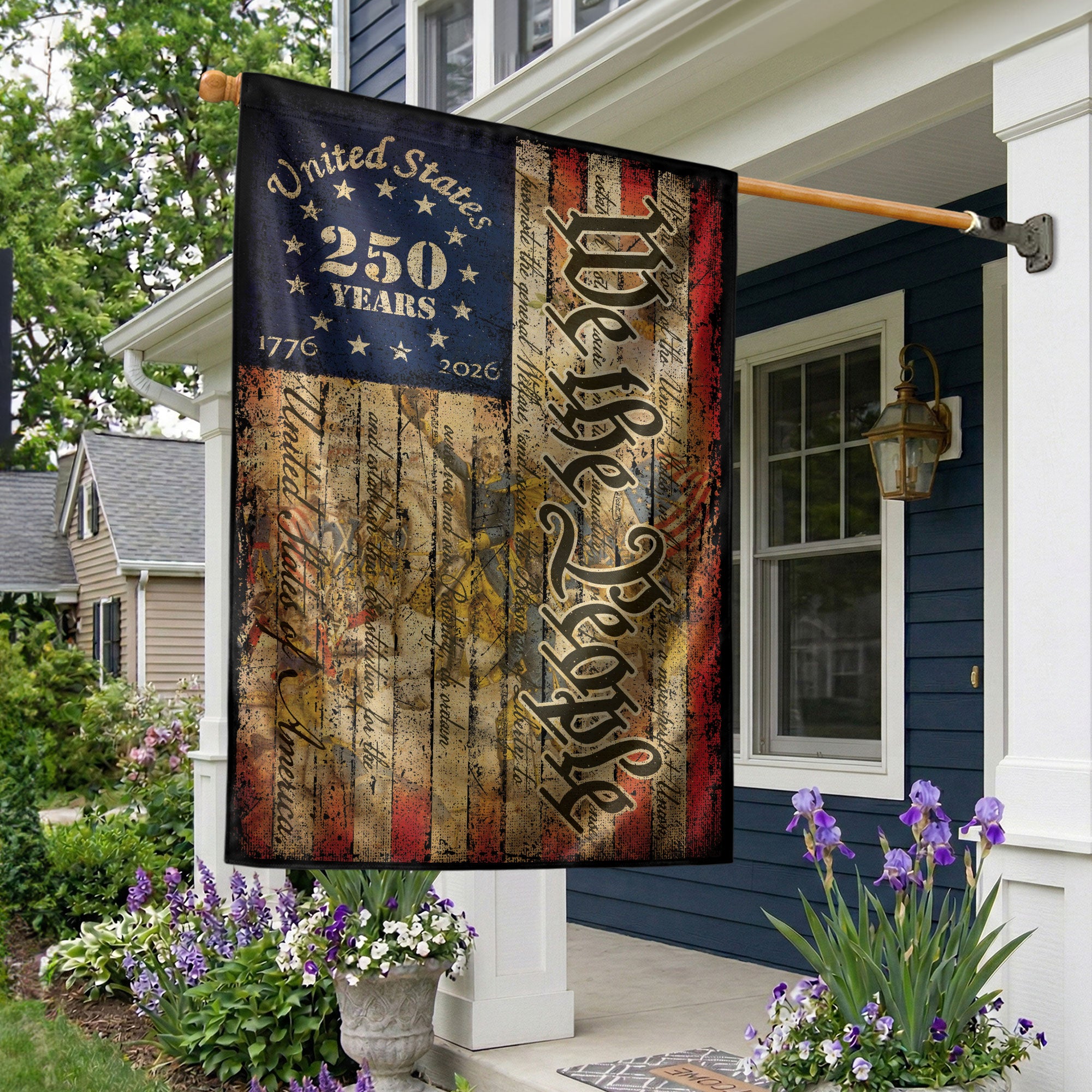 250th Anniversary United States House Flag - Vintage Constitution Patriotic Home Banner