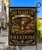 250 Years of Freedom Garden Flag Patriotic Eagle Liberty Bell 1776-2026 250th Anniversary USA Flag - Rust Field Wear