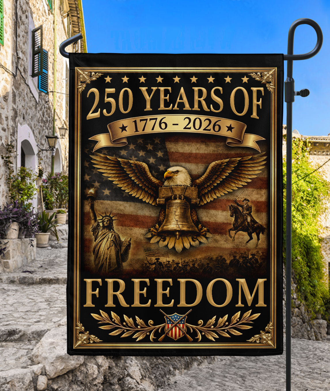 250 Years of Freedom House Flag 1776-2026 Patriotic Eagle Liberty Bell 250th Anniversary USA Flag