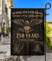 250th Anniversary United States Garden Flag - Liberty Bell & Eagle Patriotic Banner Decor - Rust Field Wear