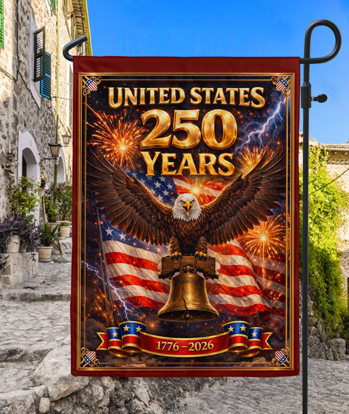 United States 250 Years House Flag - Majestic Eagle & Liberty Bell Patriotic Banner