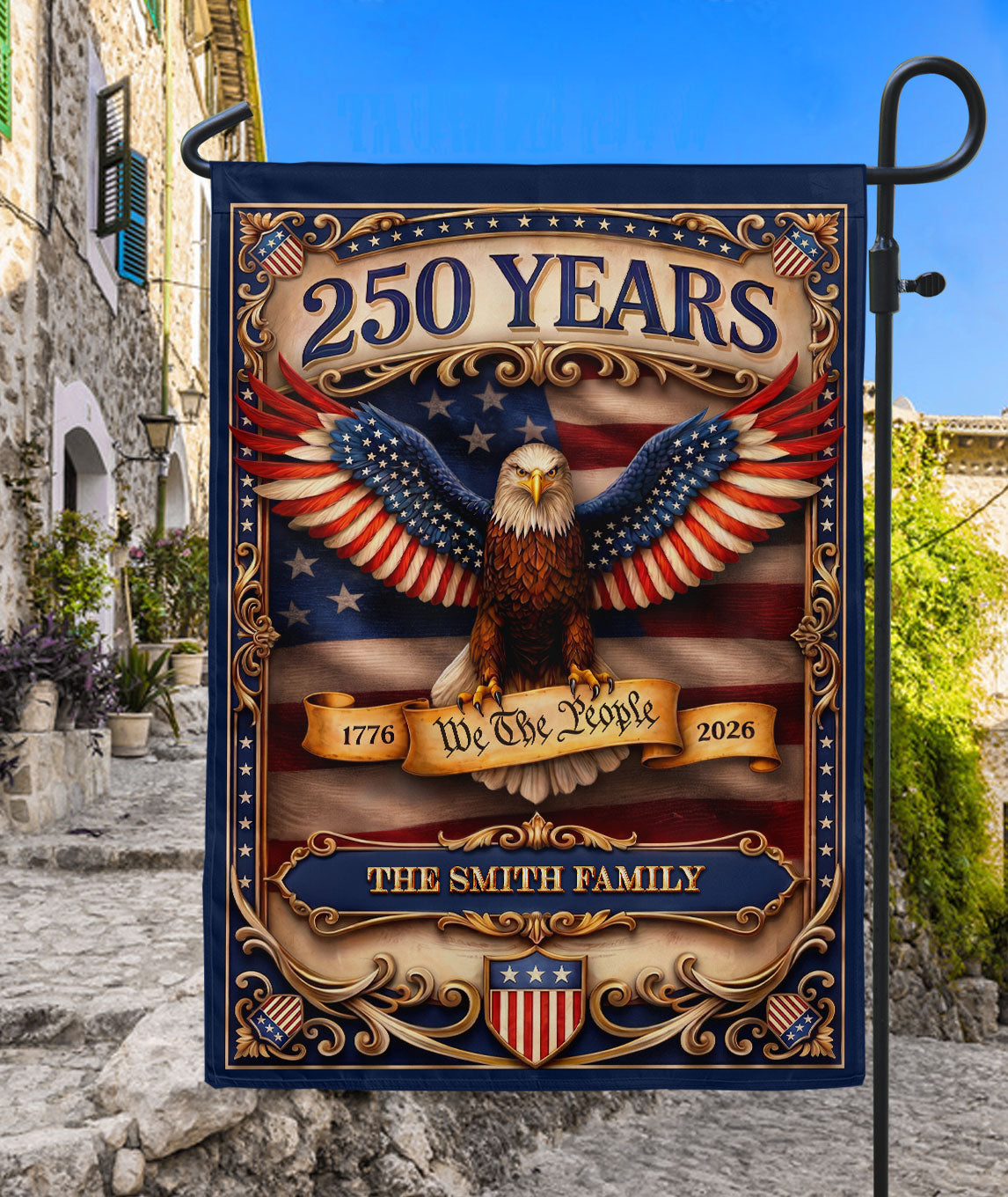 Custom Family Name 250 Years We The People Patriot Eagle Garden Flag Banner