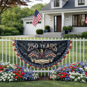 250 Years 1776-2026 Patriotic Fence Flag - Custom Family Name Eagle Outdoor Banner