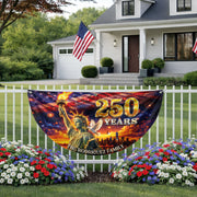Custom Family Name 250 Years United States Statue of Liberty Patriot Bunting Fence Flag