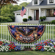 Personalized Family Name 1776-2026 United States Patriot Eagle Statue of Liberty Fence Flag