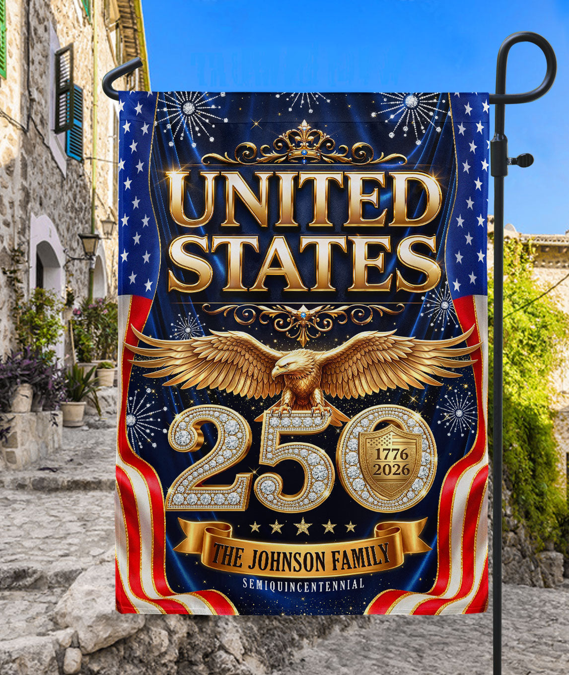 Custom Family Name 1776-2026 United States Patriot Eagle Garden Flag - Anniversary Decor