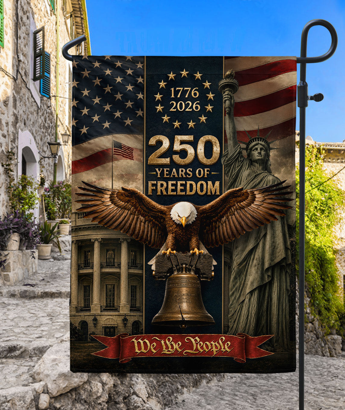 250th Anniversary Garden Flag - United States 1776-2026 Patriotic Symbols Yard Decor