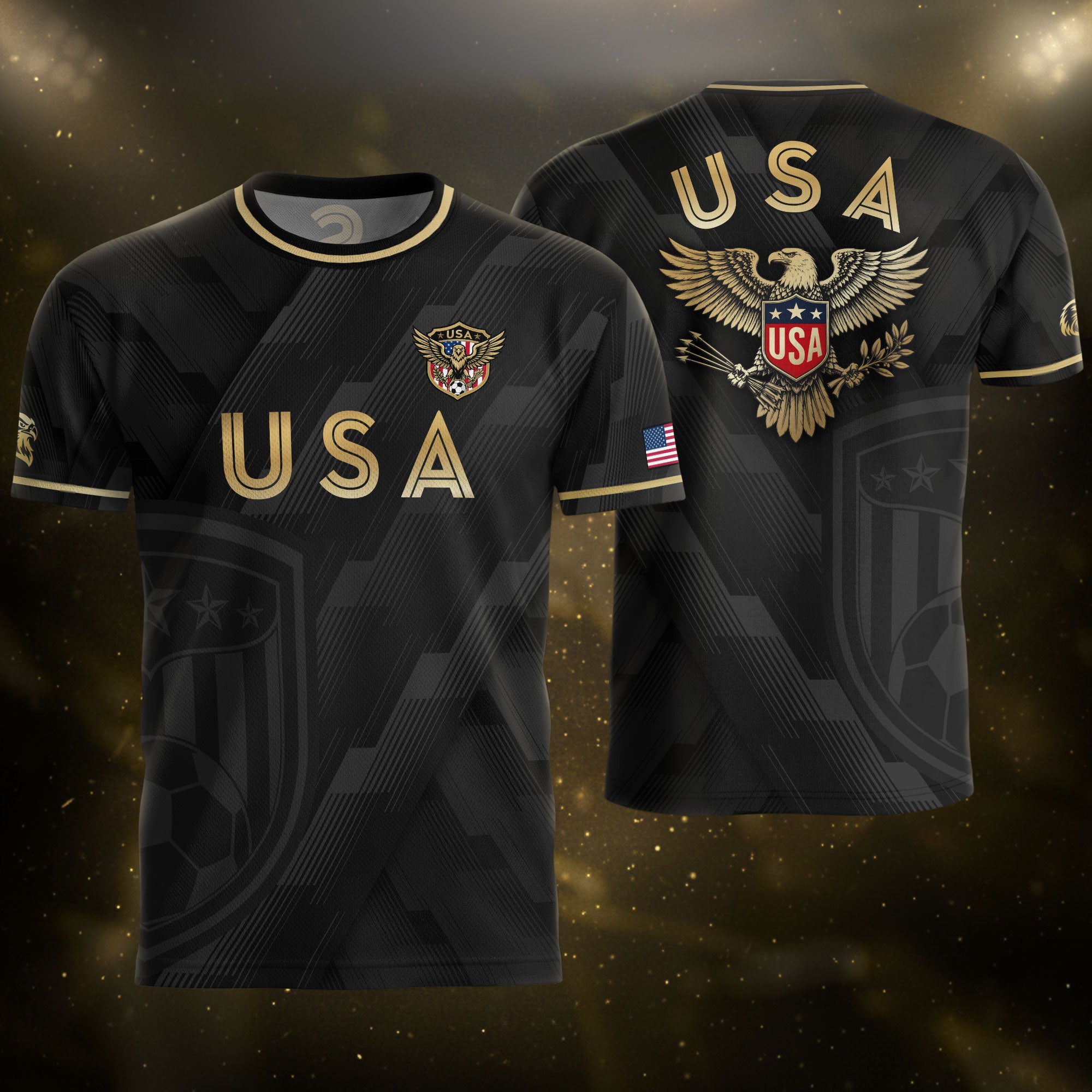 Black USA Soccer Jersey Eagle Patriotic United States Football Shirt Men Women Gift